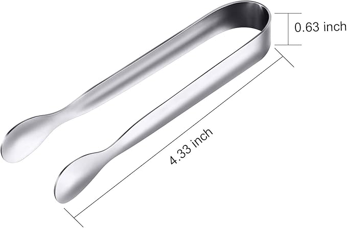 Gejoy 12 Pieces Mini Tongs Stainless Steel Small Sugar Serving Tongs for Charcuterie Board Appetizers Dessert Serving Food Tiny Party Danish Candy(4.3 Inch,Silver)