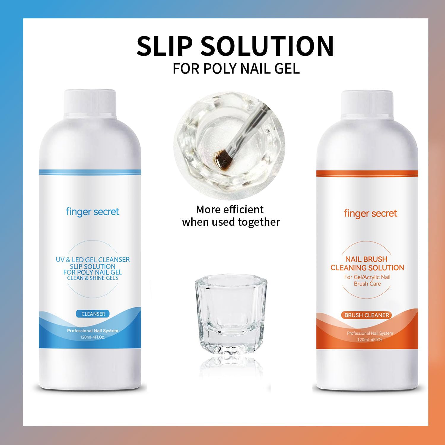 Slip Solution Kit Slip Solution & Nail Brush Cleaner Slip Solution for Poly Gel Nails Quickly Clean Nail Brushes with Glass Cup Nail Cleaning pads Easy DIY Poly Gel Nail at Home-BrightBean Baby