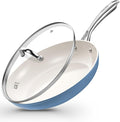 KOCH SYSTEME CS Nonstick Frying Pan with Lid, 10 Inch Non Stick Skillet with Stay-Cool Stainless Steel Handle, Omelet Pan with Nonstick Ceramic Coating, PFOA Free, Dishwasher & Oven Safe, Blue