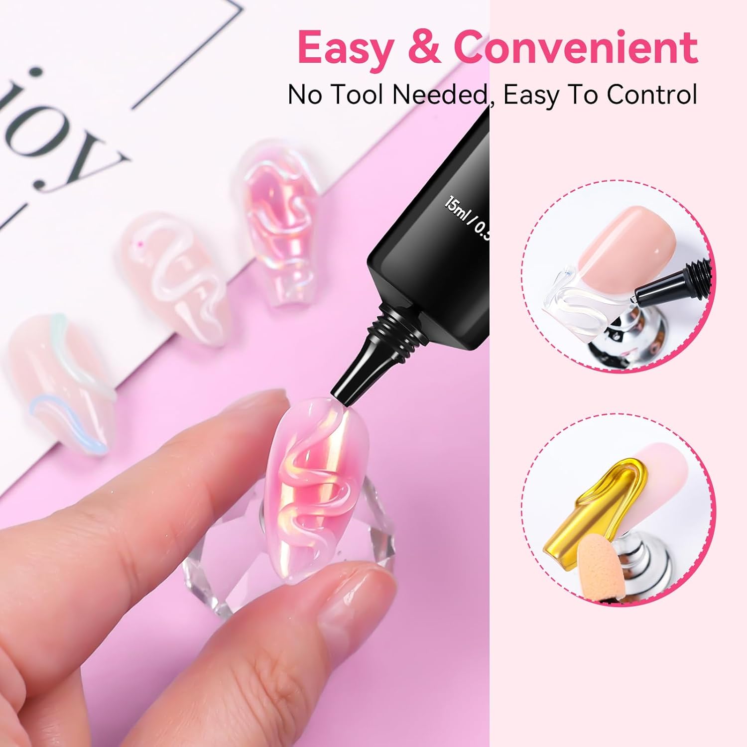 Makartt 3D Gel Nail Art & Chrome Nail Powder Kit: 15g Sculpting Gel for Nail Art DIY No wipe 3D Molding and Metallic Chrome Powder Set for Decoration Manicure Pedicure Use-BrightBean Baby