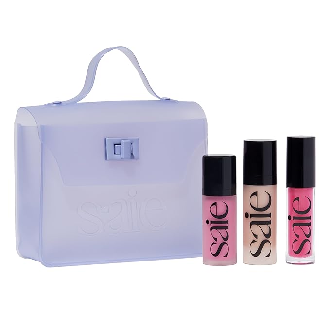 Saie SaieGlow Starter Makeup Kit - Glowy Super Gel, Dew Blush, and Glossybounce Lip Gloss - Essential Makeup Set in a Mini Reusable Jelly Travel Bag (3 Count)-BrightBean Baby