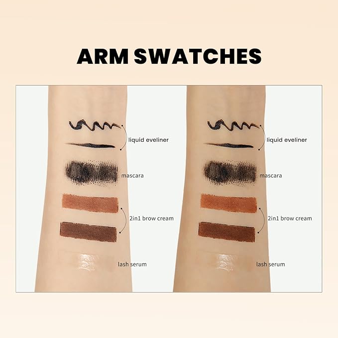 Jolilab 4 Pcs Eye Makeup set.Makeup kit includes lash serum,Mascara,Brow cream,Liquid eyeliner.Waterproof Smudgeproof Long Lasting.Gift Kit for Women Girls(4 Pcs Set)-BrightBean Baby