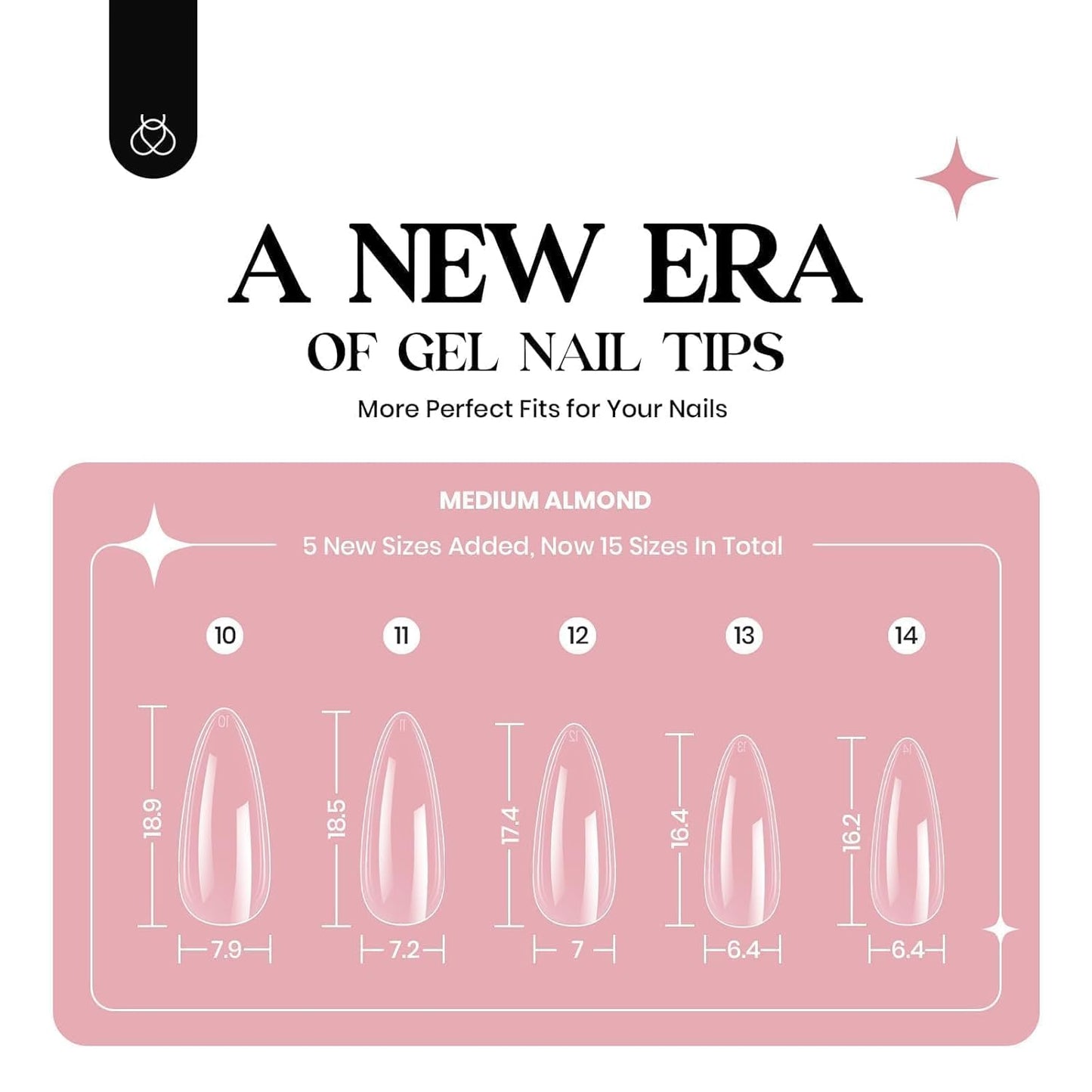 Beetles Gel Nail Kit Clear, Almond Medium, 600pcs 15 Sizes, with Pink Color Gel Top Coat 9 in 1 Glue Mini Nail Lamp, Fall Nails, Full Cover Easy Nail Extension Set for Home DIY Salon Gift for Women-BrightBean Baby