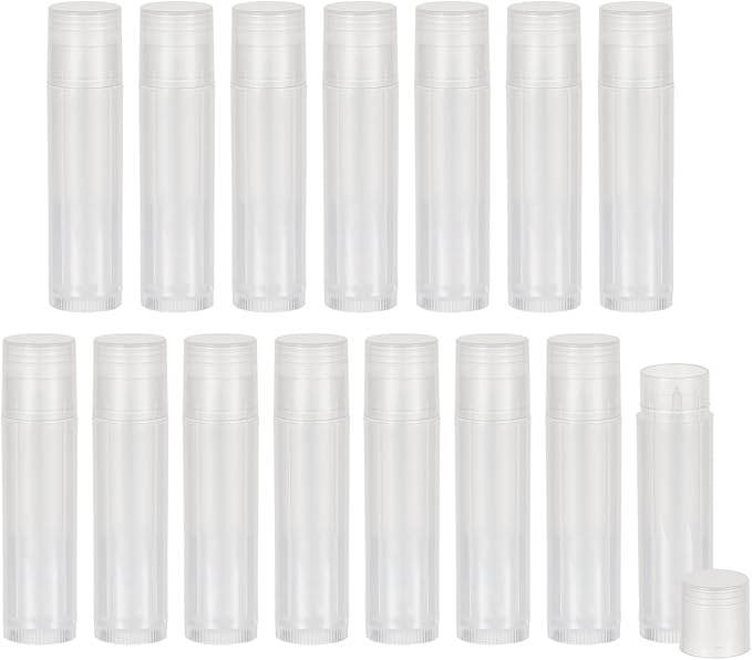 NICENEEDED 15 Pcs Lip Balm Tubes, Empty DIY Lipstick Tubes, Refillable 5g Lip Balm Containers Plastic Lip Gloss Tubes Deodorant Containers with White Caps Twist Tubes for making Gifts, Travel-BrightBean Baby