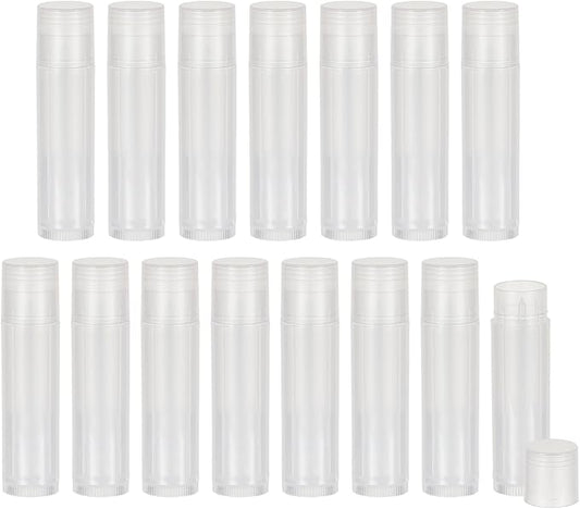 NICENEEDED 15 Pcs Lip Balm Tubes, Empty DIY Lipstick Tubes, Refillable 5g Lip Balm Containers Plastic Lip Gloss Tubes Deodorant Containers with White Caps Twist Tubes for making Gifts, Travel-BrightBean Baby