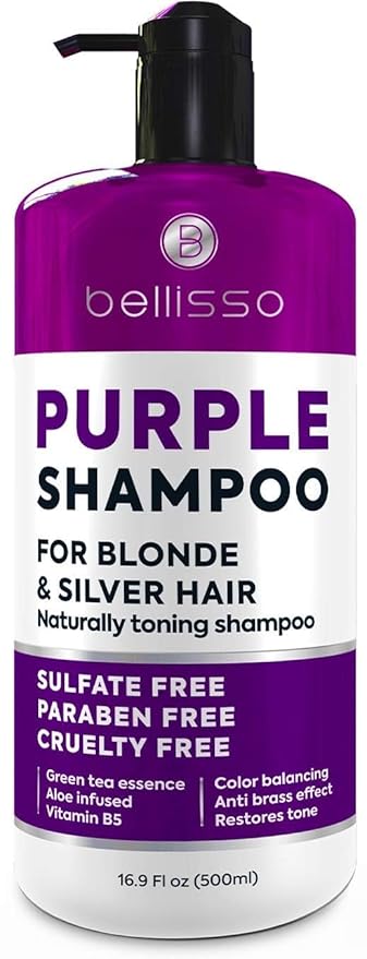 Purple Shampoo - Toner for Blonde Hair - Sulfate and Paraben Free - More Balanced Color Treated, Bleached, Silver, White and Gray Hair - No More Orange, Straw Yellow and Brassy Tones - Women and Men-BrightBean Baby