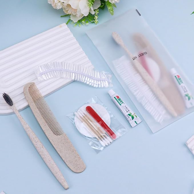 Hygiene Kit, Hygiene Kit Bulk, Travel Hygiene Kit With Toothbrush, Toothpaste, Care Package, Comb, Shower Cap, Individually Packed, Suitable For Hotel, Home, Camping, Travel (50-PACK)-BrightBean Baby