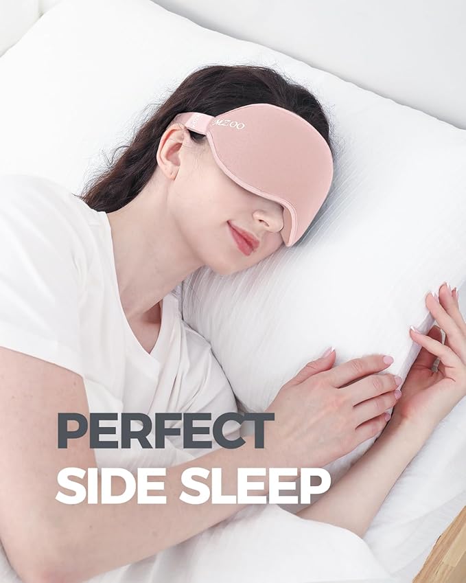 MZOO Luxury Sleep Mask for Back, Side Sleeper, Complete Light Blocking Sleeping Eye Mask Night Blindfold, 3D Zero Pressure & Spacious for Lash Extensions, Breathable Soft Eye Cover Flight Nap Travel-BrightBean Baby