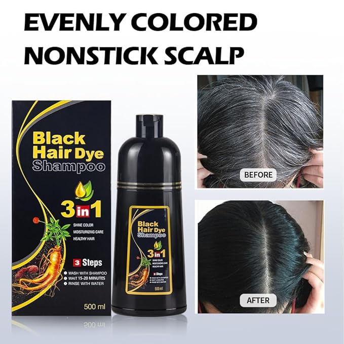 Black Hair Dye Shampoo 3 in 1 for Women/Men for Gray Coverage Instant Hair Color Shampoo Semi Permanent Champu Para Cana-BrightBean Baby