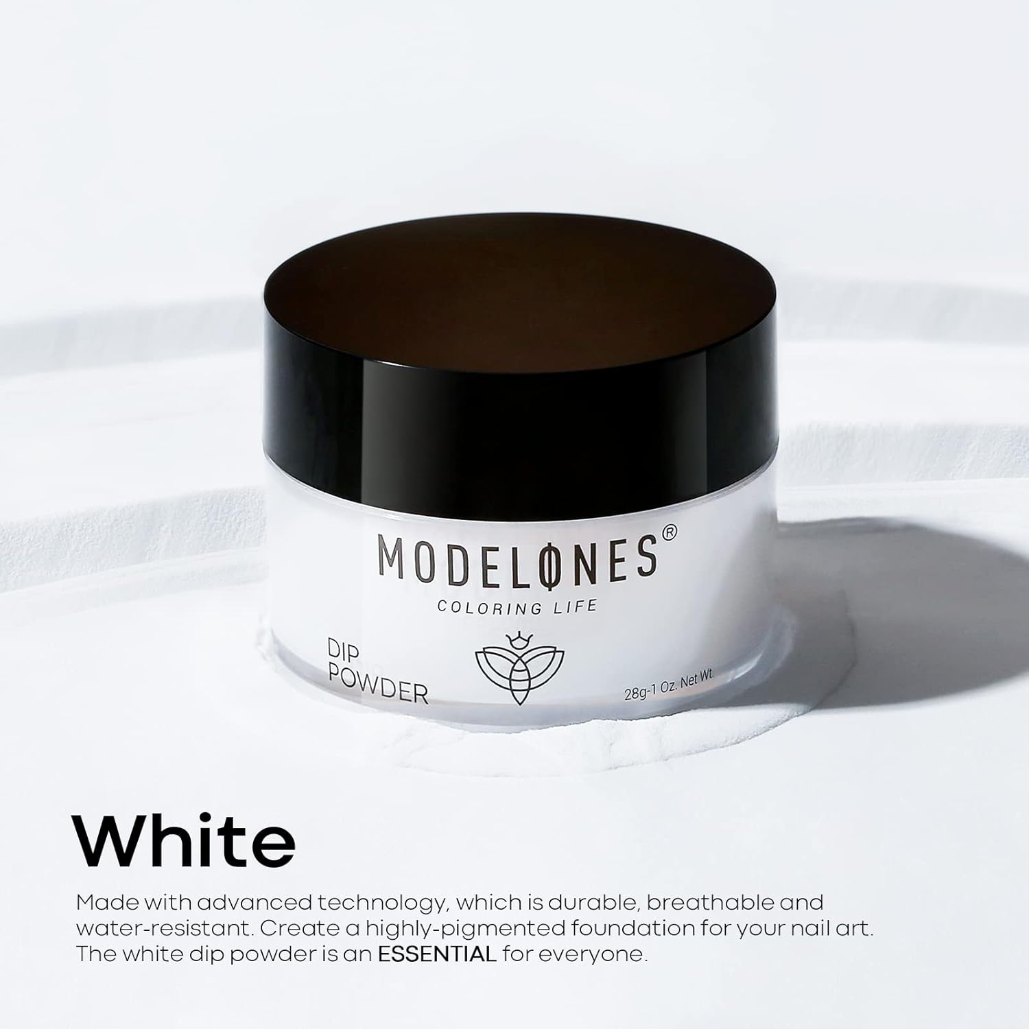 Modelones Dip Powder White Color, Nail Dipping French Nail Art Pro Collection System for Starter Manicure Salon DIY at Home, Odor-Free, Long-Lasting, No Needed Nail Lamp Cured, 1 Oz-BrightBean Baby