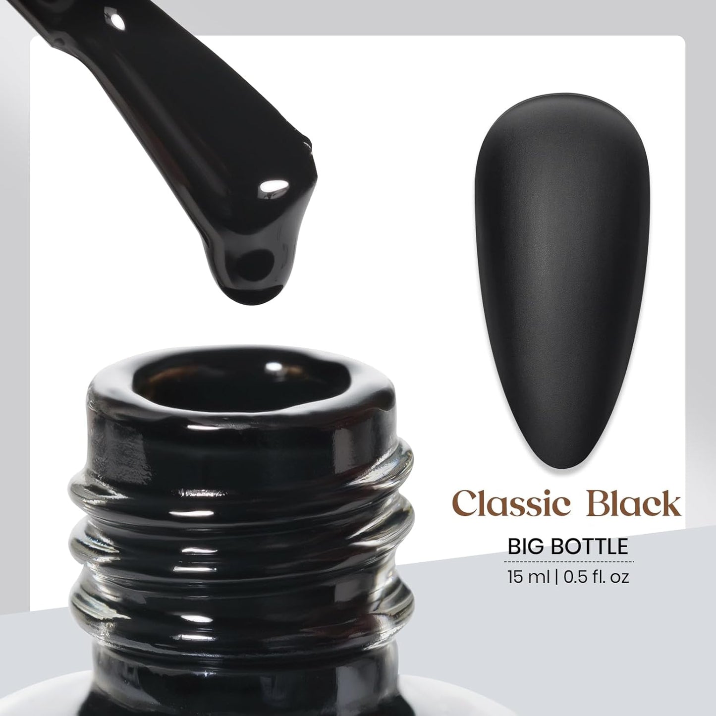 MIZHSE Matte Black Nail Polish, Quick Dry Velvet Black Nail Polish, Non-Gel Air Drying Fast 15 ml Regular Glossy Shiny Finish Nail Lacquer, Full Coverage Nail Art Manicure DIY Home-BrightBean Baby