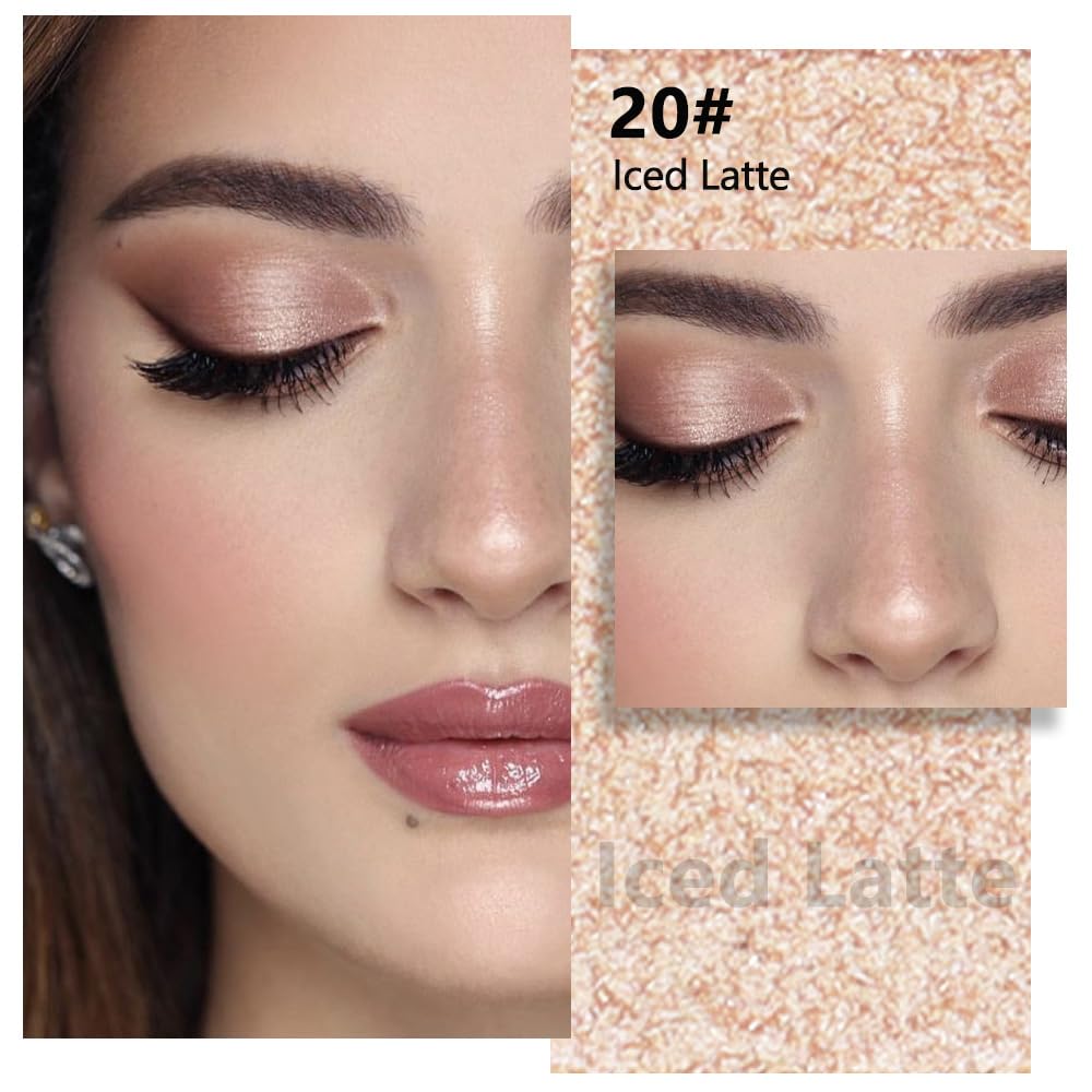 Light Nude Brown Shimmer Single Eyeshadow Makeup Palette, Natural Nude Brown Single Eye Shades, Creamy Pressed Powder for Easy Blending, Mini Travel Palette for Women, Everyday Eyeshadow Makeup-BrightBean Baby