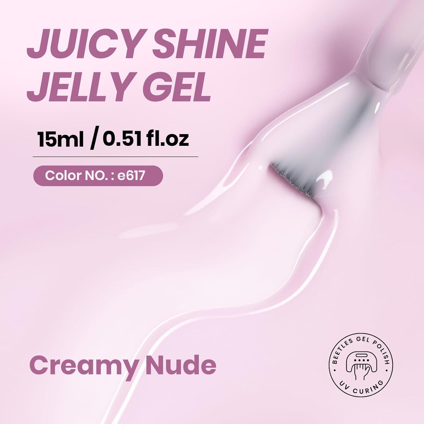 Beetles Nude Gel Nail Polish - 15ml Nude Purple Jelly Gel Polish Neutral Nail Polish Nail Concealer Sheer Translucent Effect Soak Off UV French Nail Art Manicure Salon DIY Gifts for Women-BrightBean Baby