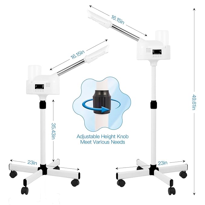 Professional Facial Steamer, Facial Steamer with Hot Mist and Timer Function for Deep Hydration, Height Adjustable Face Steamer on Wheels with Touch Screen and Rotatable Nozzle for Salon Spa Home Use-BrightBean Baby