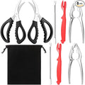 8Pcs Crab Cracker Tool Set, Stainless Steel Crab Crackers, Lobster Sheller, Fork, Scissors & Storage Bag, Crab & Lobster Eating Utensils for Seafood Lovers