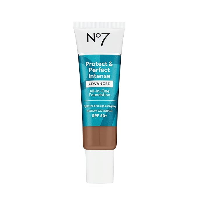 No7 Protect & Perfect Advanced All in One Foundation - Chestnut - Age Defying Foundation Makeup with SPF 50 for Women - Makeup Base Cream Helps to Reduces Redness & Blurs Visible Pores (30ml)-BrightBean Baby