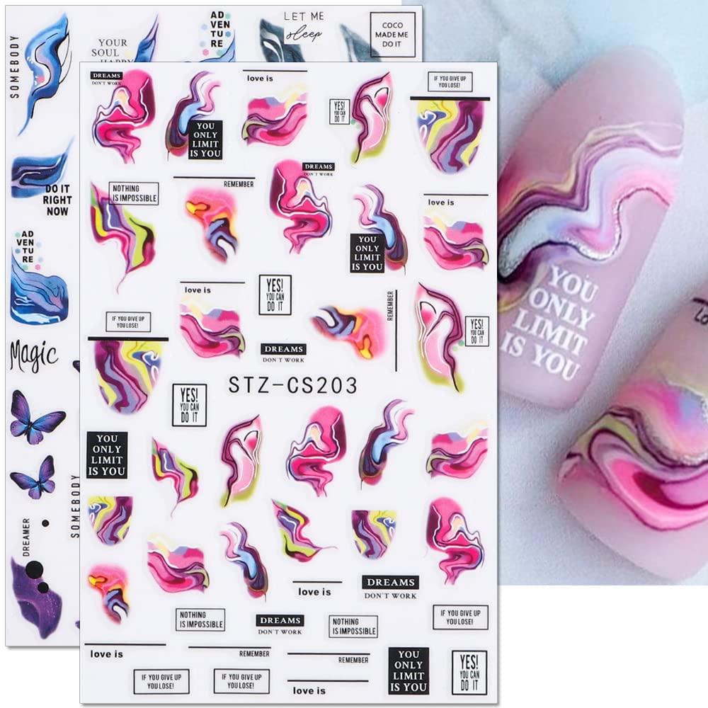 Dornail 6-Sheet Aurora Marble Wave Nail Art Stickers - Self-Adhesive Nail Decals for Women DIY Supplies-BrightBean Baby