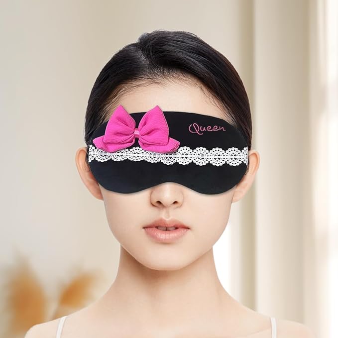 PERFECTSIGHT Bow Sleep Eye Masks, Cute Plush Sleep Eye Cover Lightweight Adjustable Eyeshade Faux Fur Mask Cover for Women Men Sleep Travel Nap-BrightBean Baby