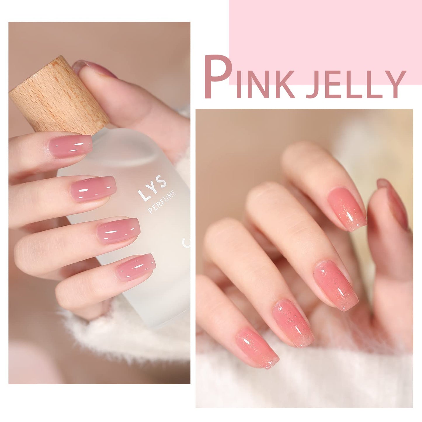 Jelly Pink Gel Nail Polish Set, 10 Colors Spring Summer Nude Kit Milky White Natural Gel, Soak Off LED DIY Art Salon Manicure Gifts for Girls.-BrightBean Baby