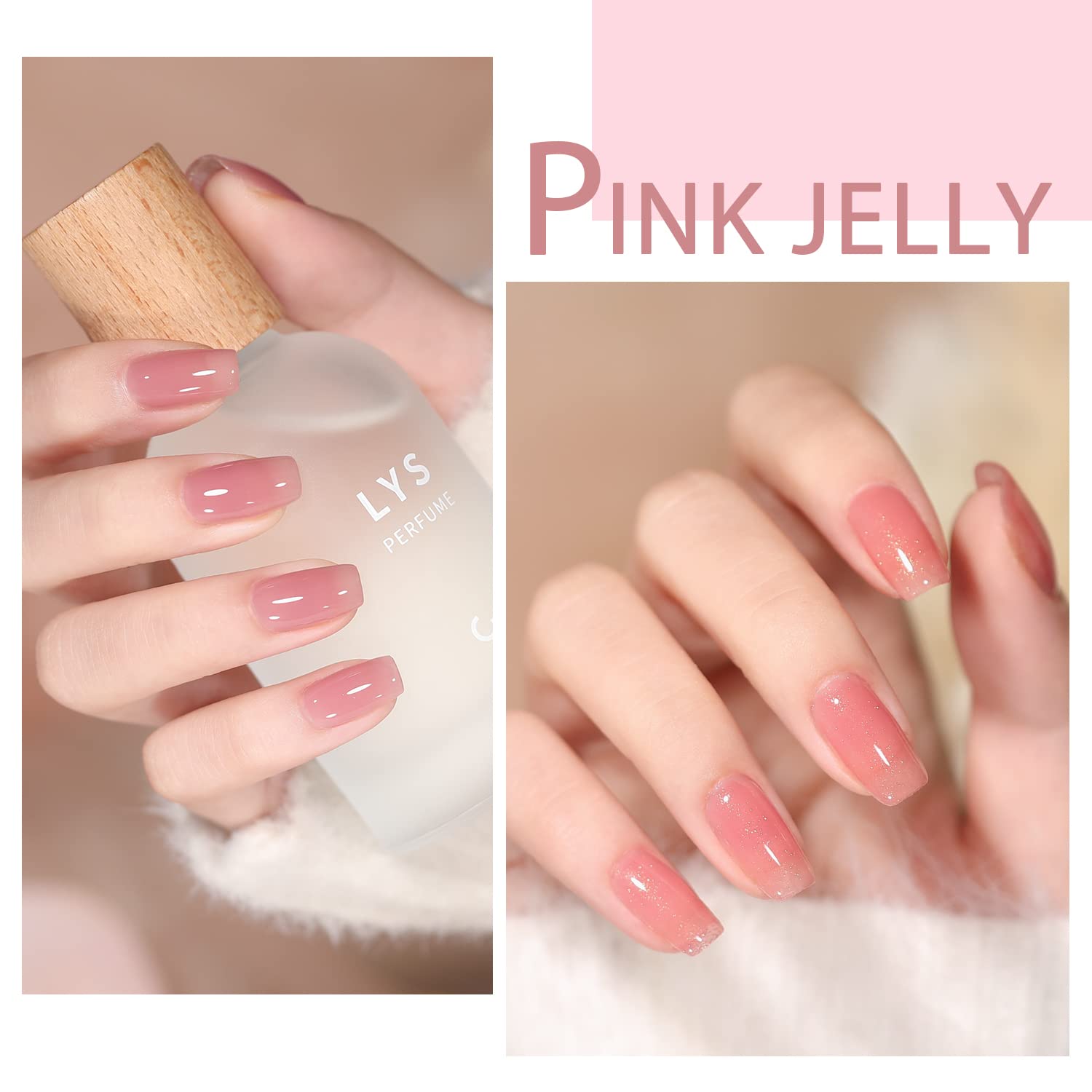 Jelly Pink Gel Nail Polish Set, 10 Colors Spring Summer Nude Kit Milky White Natural Gel, Soak Off LED DIY Art Salon Manicure Gifts for Girls.-BrightBean Baby