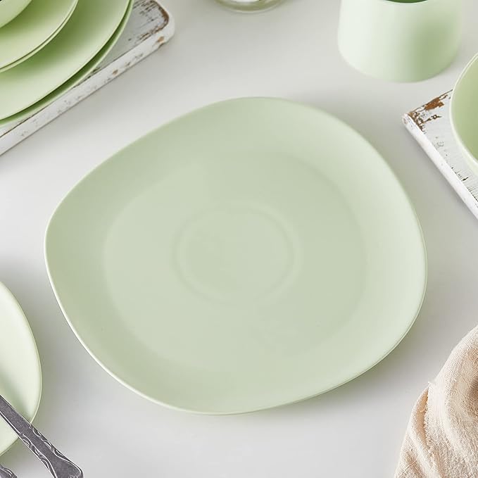 Stone lain Delilah Dinner Plate 6-Piece Dish Set, Porcelain, Lime Green