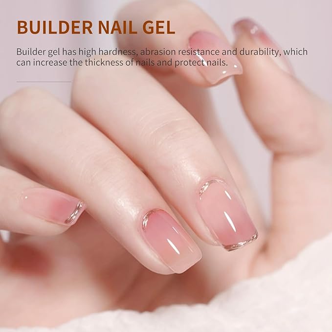 JODSONE Clear Builder Gel for Nails 10ml, Nail Strengthener Gel for Nail Apex, Extensions, Repairing, Thickening, Hard Gel Polish Needs Nail Lamp Curing, DIY Salon Nail Art-BrightBean Baby