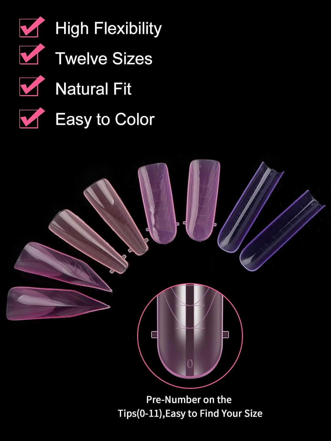 EBANKU Dual Nail Forms for Poly Extension Gel, 96 PCS Pink Nail Molds Reusable Nail Extension Forms for Builder Gel Manicure Design Salon DIY-12 Sizes-BrightBean Baby