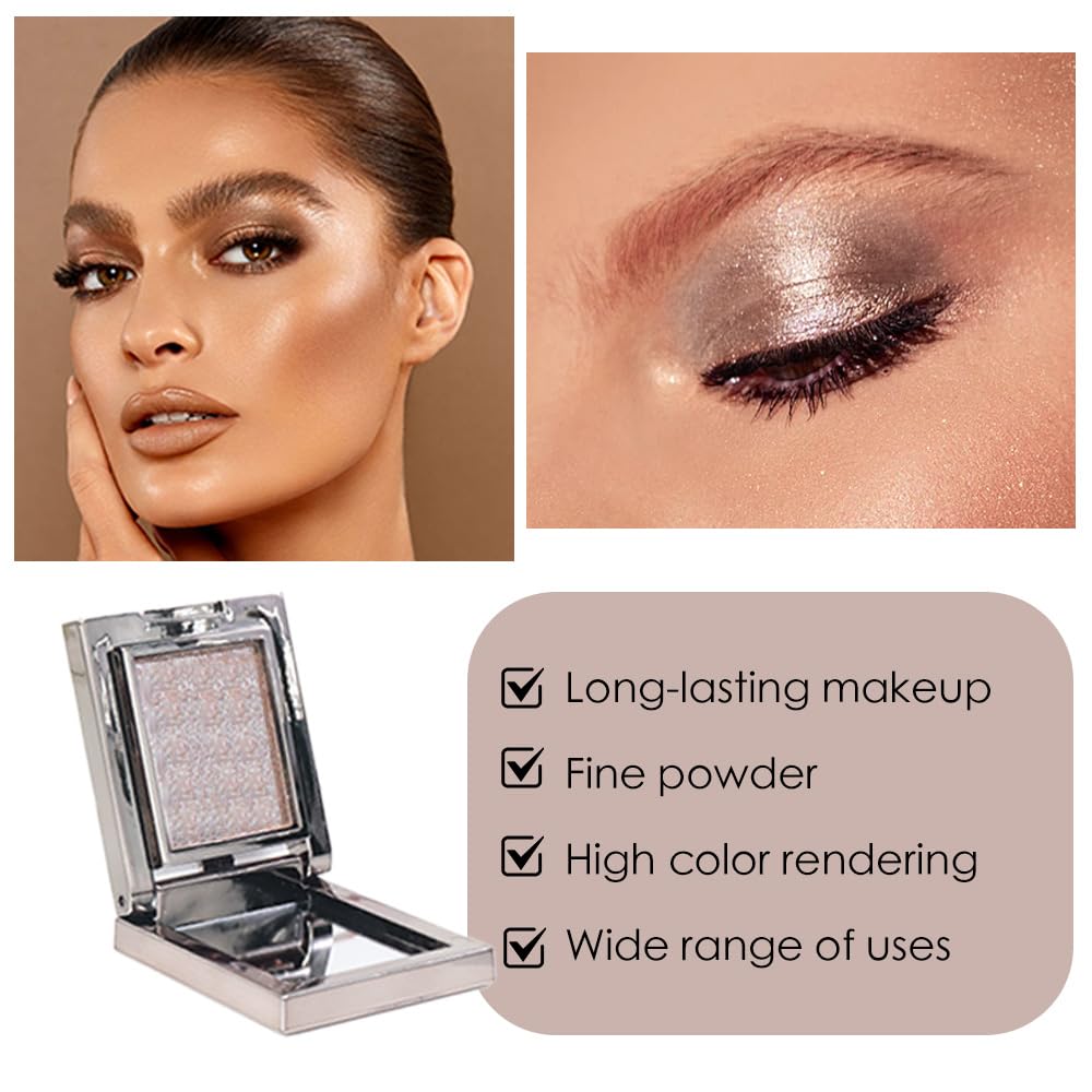 Taupe Mauve Shimmer Single Eye Shadow Palette Makeup with Mirror,Neutral Powder Monochrome Eyeshadow for Older Women,Waterproof Long Lasting Naturing-Looking sombras para ojos-BrightBean Baby