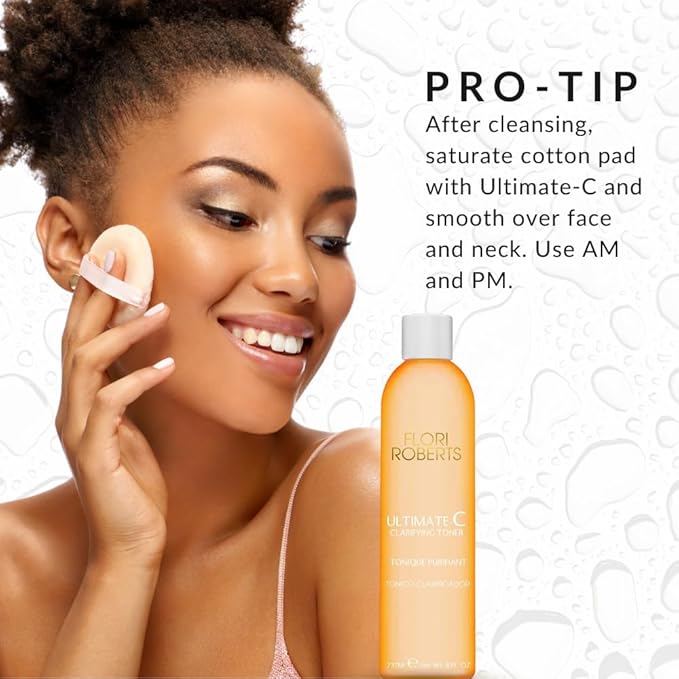Ultimate-C Clarifying Toner by Flori Roberts, Facial Toner for Women of Color or Deeper Skin Tones, Protects Against Signs of Aging, Refreshing, Hydrating, Calming, Alcohol-Free-BrightBean Baby