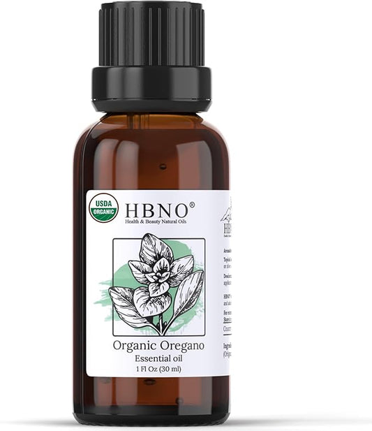 HBNO Organic Oregano Essential Oil - 1 oz (30ml) - USDA Certified Organic Oregano Essential Oil for Aromatherapy, Soap Making, DIY, Fragrances, Diffuser.-BrightBean Baby