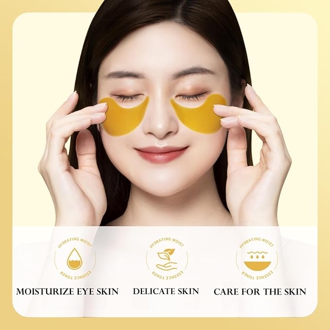Under Eye Patches - 24K Gold Eye Mask,Moisturizing Serum for Firming, Brightening, and Relieving Eye Fatigue - Under Eye Patches for Dark Circles and Puffiness (gold)-BrightBean Baby