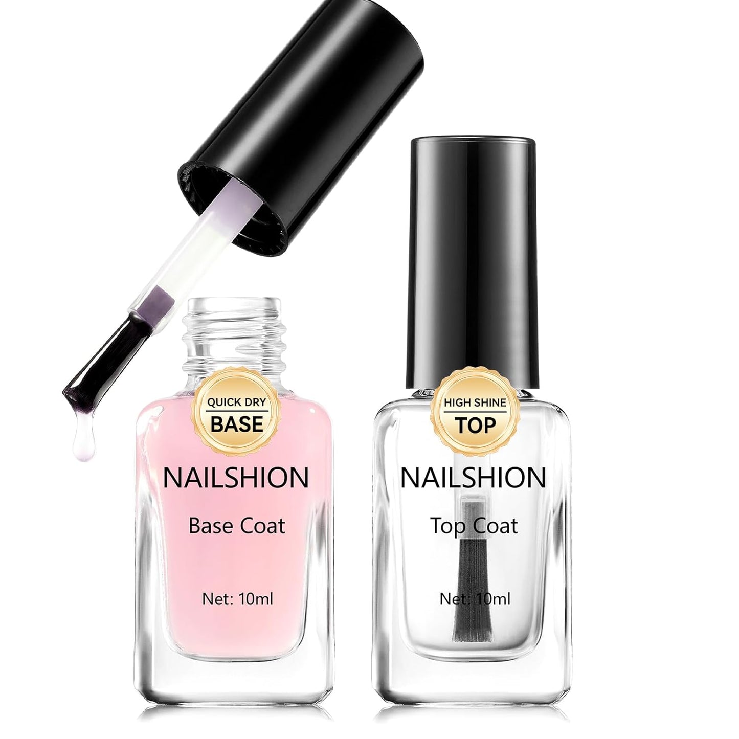 Clear Pink Base Top Coat Clear Nail Polish, Sheer Pink Base Ridge Filler Strengthening Anti Chip Nail Concealer, Non Gel, Salon Quality, Quick Dry Home DIY Nail Art Gift Set-BrightBean Baby