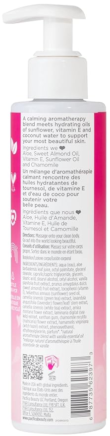 Pacifica Body Lotion - Island Vanilla Body Moisturizer - Plant Powered Aromatherapy - Tropical Vanilla Coconut Scent -w/Vitamin E, Almond Oil & Coconut Water Vegan & Cruelty-Free Dermatologist Tested-BrightBean Baby