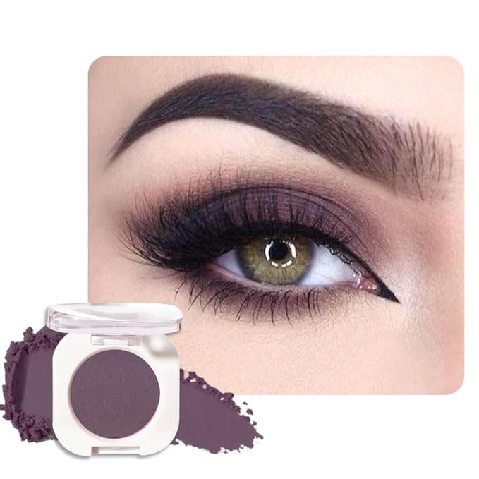 Eggplant Purple Single Matte Eyeshadow Makeup, Neutral Powde Eye Shadow for Women, Deep Dark Mauve Plum Purple Matte Singles Eyeshadow Palette Pigmented Waterproof, Girls Eyeshadows Gift 15-BrightBean Baby