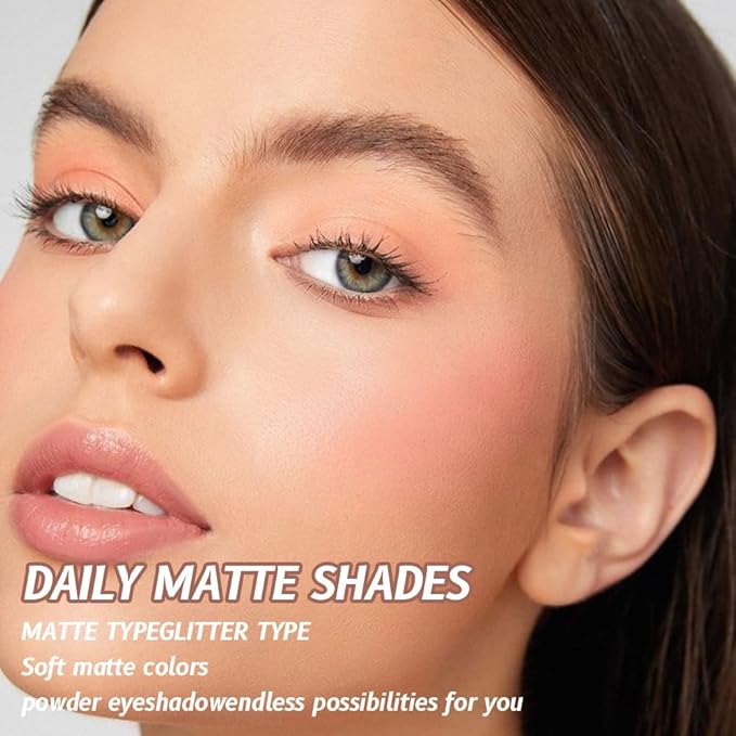 Single Mini Pressed Eyeshadow Makeup Palette, Nude Skin Color Sparkle Shimmer Glitter Monochrome Cream Eye shadows Palette Brightener Makeup for Older Women, Pigmented Waterproof 02#-BrightBean Baby