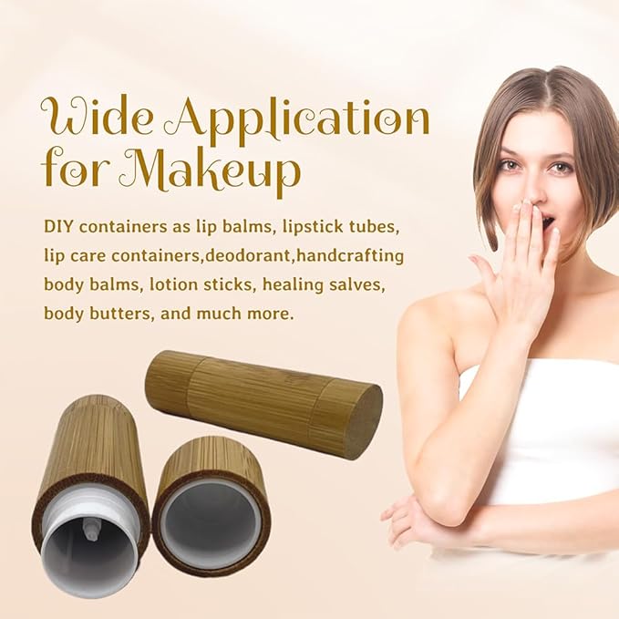 Bamboo Empty Lip Balm Containers 5.5g 6 Pack,Refillable DIY Lip Balm Tube Containers with Clear PP Plastic Inner,Lip Gloss Tubes Chapstick Holder for DIY Cosmetic Samples Deodorant-BrightBean Baby
