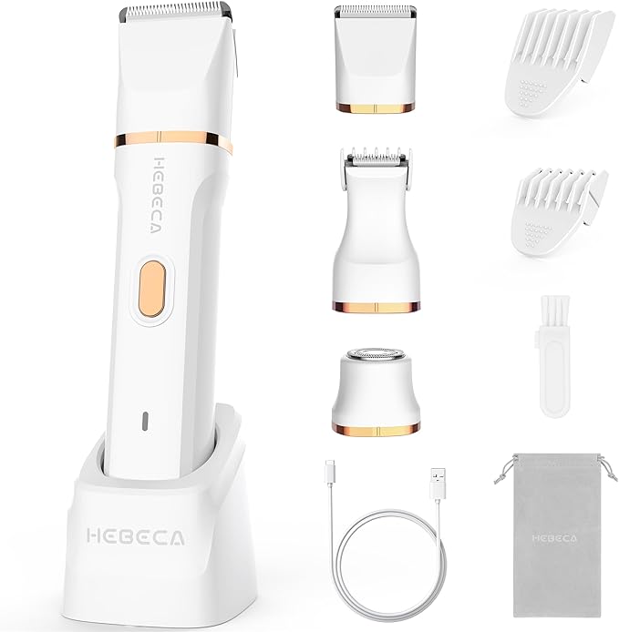 Bikini Trimmer for Women, 3in1 Electric Razor for Women with Facial Trimmers & Intimate Shaver for Sensitive Skin, Waterproof Wet & Dry Use Rechargeable Pubic Hair Trimmer Removal-BrightBean Baby
