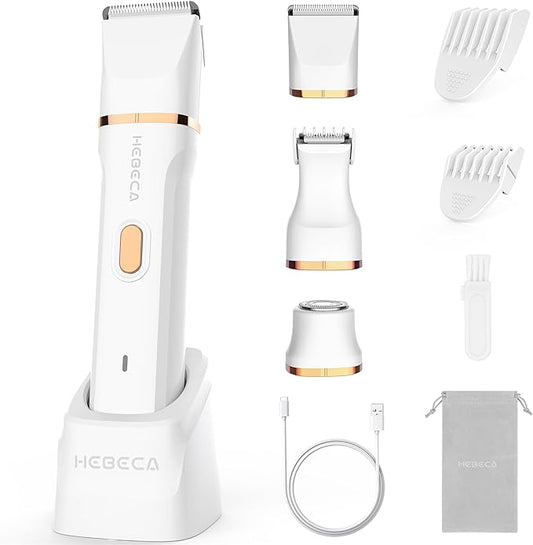Bikini Trimmer for Women, 3in1 Electric Razor for Women with Facial Trimmers & Intimate Shaver for Sensitive Skin, Waterproof Wet & Dry Use Rechargeable Pubic Hair Trimmer Removal-BrightBean Baby