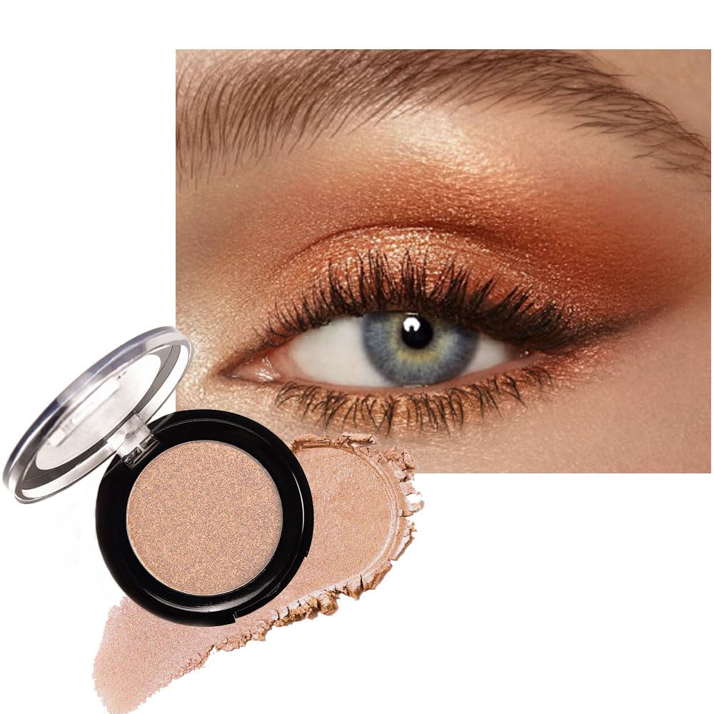 Monochrome Powder Eyeshadow Palette Makeup,Brown Natural Neutral Single Shimmer Eye Shadow for Older Women,Buildable Sparkly Eye Finish,Long Lasting Naturing-Looking-BrightBean Baby