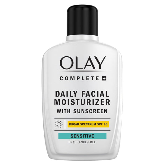 Olay Complete+ Face Moisturizer with Sunscreen SPF 40, For Sensitive Skin, Broad Spectrum Sun Protection, Fragrence-Free - No White Cast on All Tones, Nourishes Moisture Barrier - Ceramides, 6 Oz-BrightBean Baby