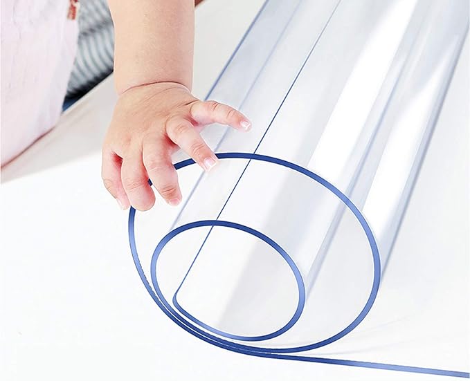 Clear PVC Table Protector Wood Furniture Dining Coffee Kitchen Tabletop Protective Cover Mat Clear Meet Desk Top Pad Plastic Tablecloth Wipeable Rectangle Vinyl Easy Clean PVC 60x96 Inch or 90" or 84"