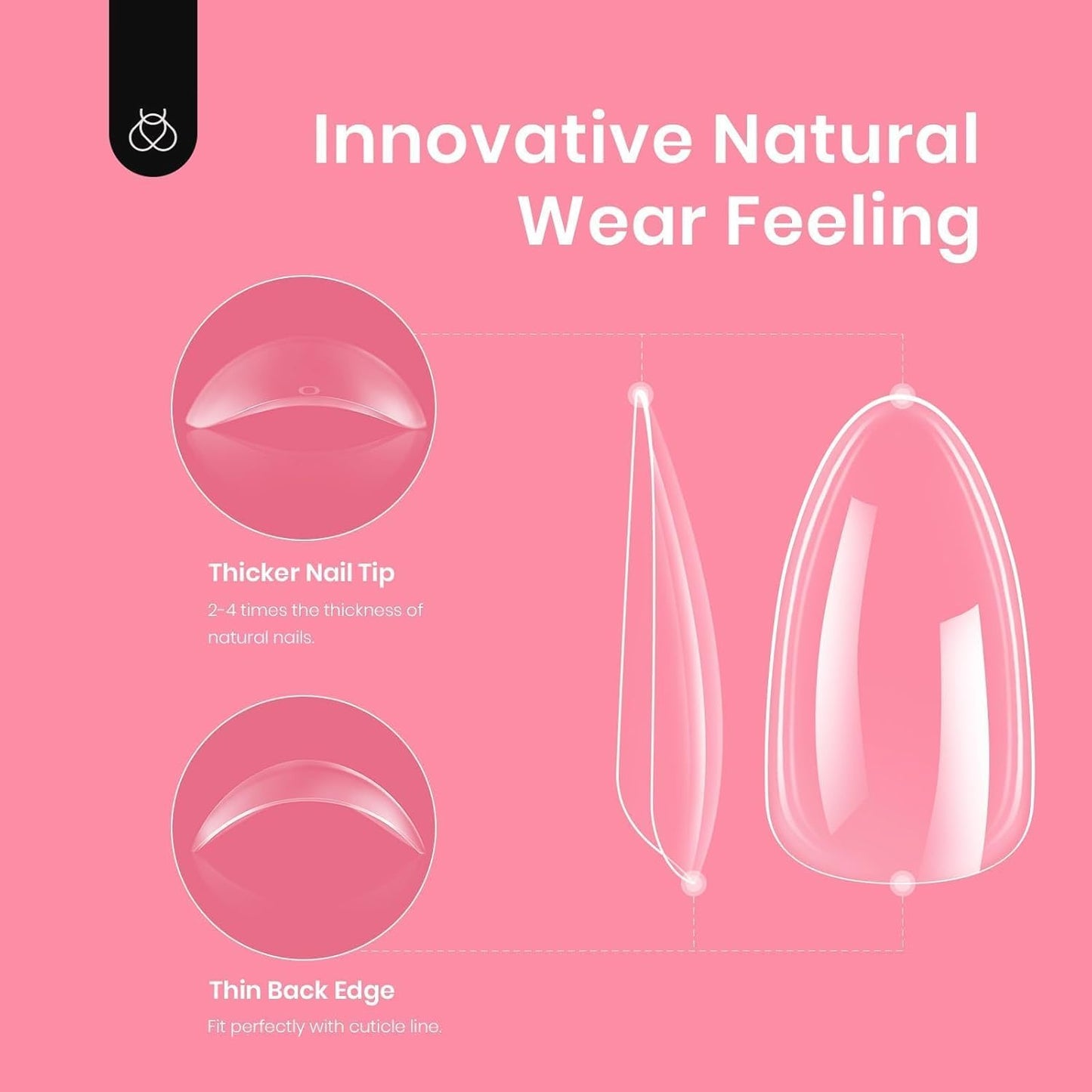 Beetles Gel Short Almond Nail Tips, 288Pcs Pre-Shape Clear Short Almond Gel Press On Nail Fake Nails Easy Nail Extension Full Cover False Nails for Gel Nail Polish Gelly Tips DIY Nail Salon-BrightBean Baby