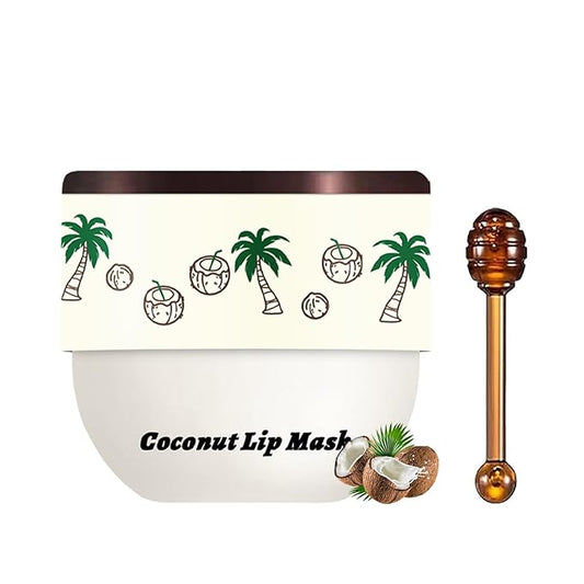 1 PCS Bee Lip Balm Lip Mask Honey Pot, Coconut Moisturizing Sleeping Lip Mask Overnight with Sticks, Lip Balm Honey Pot Lip Balm Hydrating Prevention Dry and Crack Lip Scrubs Exfoliator-BrightBean Baby