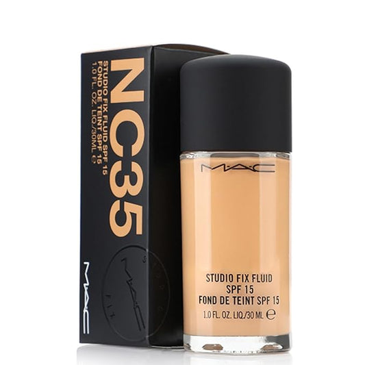 MAC Studio Fix Fluid Foundation NC35 SPF15, 1 Fl Oz-BrightBean Baby