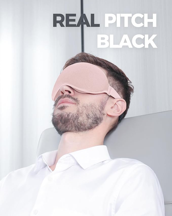 MZOO Luxury Sleep Mask for Back, Side Sleeper, Complete Light Blocking Sleeping Eye Mask Night Blindfold, 3D Zero Pressure & Spacious for Lash Extensions, Breathable Soft Eye Cover Flight Nap Travel-BrightBean Baby