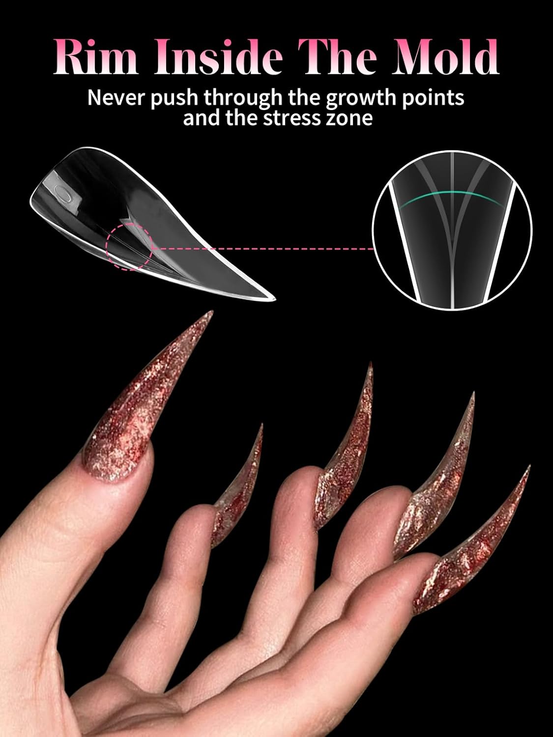 EBANKU Dual Nail Forms for Poly Extension Gel, 150 PCS Clear Eagle Claw Nail Molds Reusable 15 Sizes Hawk Curve Nail Extension Forms for Builder Gel Manicure Design Salon DIY-BrightBean Baby