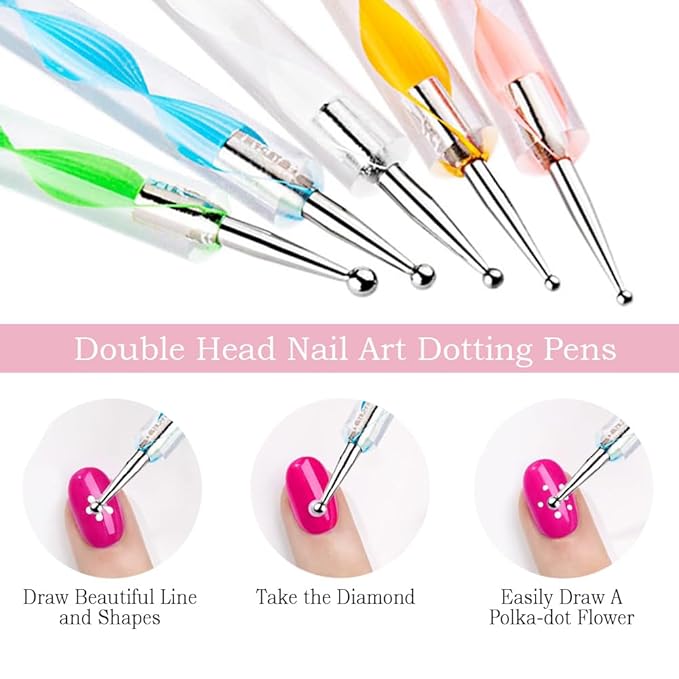 Nail Art Tools 27Pcs Set,Nail Art Brush,Resin Nail Art Palette,5 Pcs Nail Art Pens Liner Brush,2-way Acrylic Silicone Engraving Pen Dotting Pen Tools Nail Art Kit for Nail Art DIY-BrightBean Baby