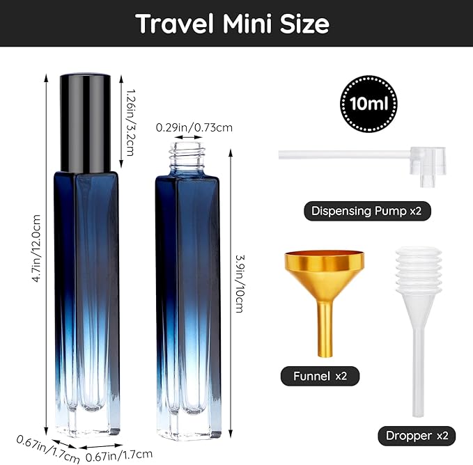 Segbeauty 10 Packs Perfume Bottles Empty, 10ml Refillable Portable Cologne Sprayer, 0.34oz Glass Spray Bottles for Dispensing Perfume, Mini Travel Size Perfume Atomizer Sample Container for Frangrance-BrightBean Baby