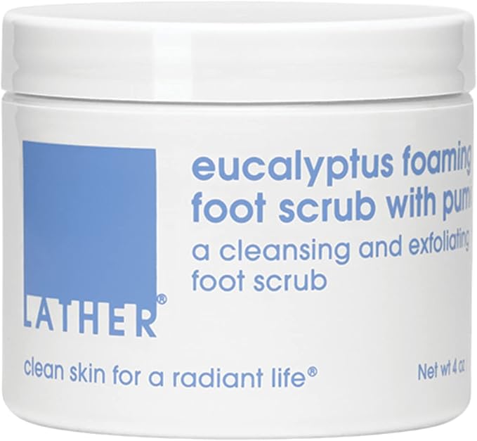 LATHER Foot Scrub with Pumice Stone - Gentle Exfoliating Foaming Foot Scrub for Skin - Cracked Heel Repair for Smooth, Soft Feet - Pedicure Foot Spa | 4 Oz-BrightBean Baby