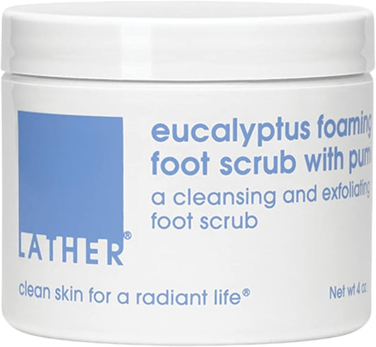 LATHER Foot Scrub with Pumice Stone - Gentle Exfoliating Foaming Foot Scrub for Skin - Cracked Heel Repair for Smooth, Soft Feet - Pedicure Foot Spa | 4 Oz-BrightBean Baby